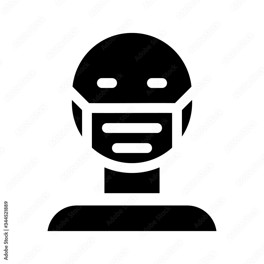 vector illustration of man using surgical mask icon