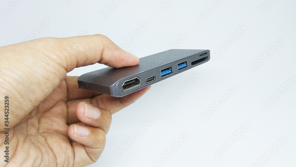 Fototapeta premium USB adapter for USB type C Isolated on white background