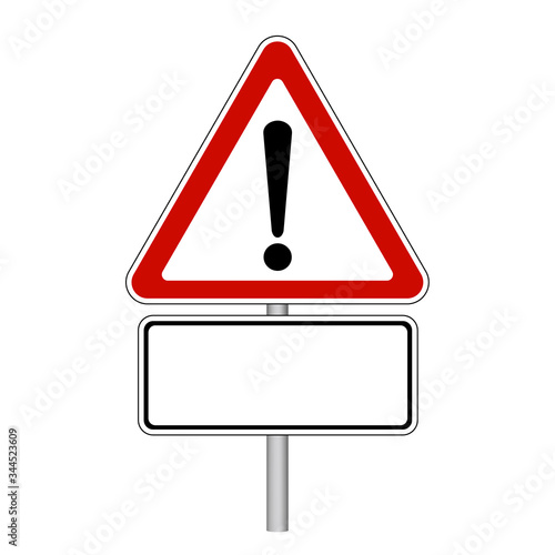 Attention Sign - Empty Road Sign - Vector Illustration - Isolated On White Background