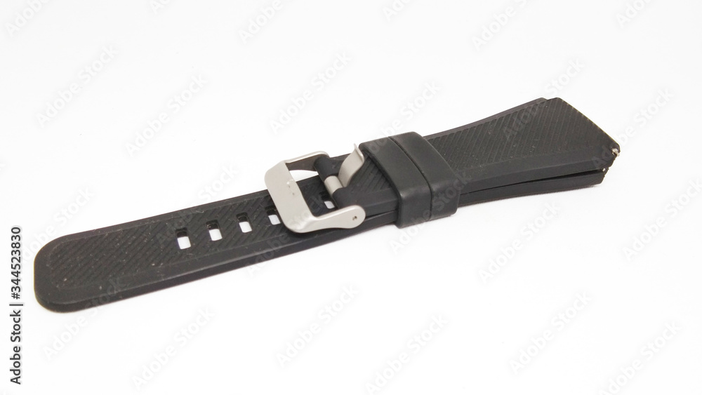 Closeup Navy strap watch isolated on white background. Navy rubber watch band Closeup Navy strap watch isolated on white background. Navy rubber watch band