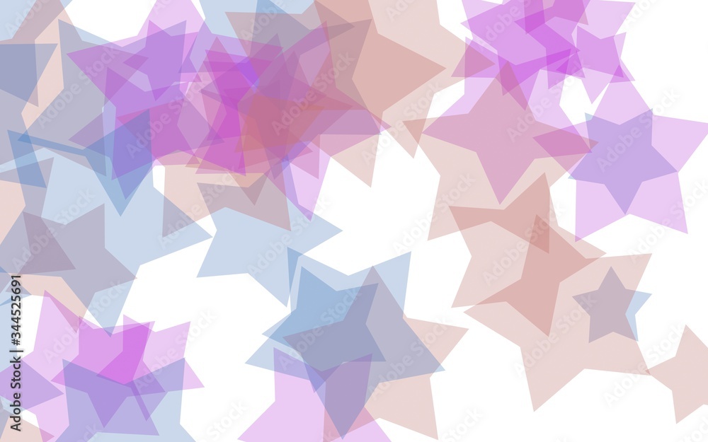 Multicolored translucent stars on a white background. Red tones. 3D illustration Multicolored translucent stars on a white background. Red tones. 3D illustration