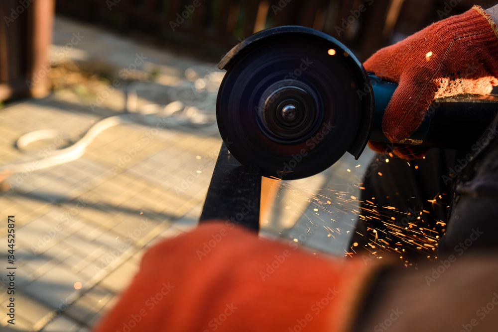 Naklejka premium Close up of working process