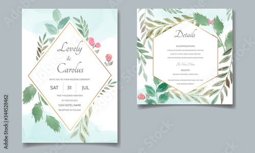 Floral watercolor wedding invitation card