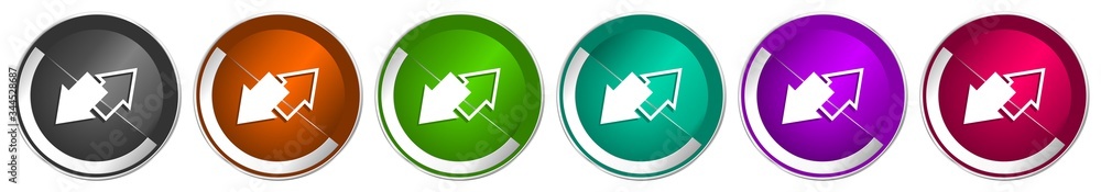 Exchange icon set, silver metallic chrome border vector web buttons in 6 colors options for webdesign Exchange icon set, silver metallic chrome border vector web buttons in 6 colors options for webdesign