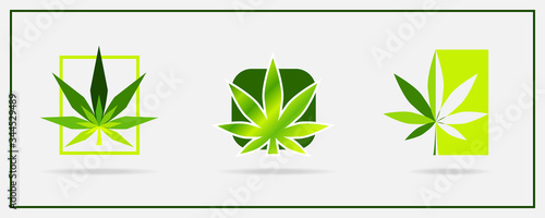 Creative logo designs for CBD, hemp oil, marijuana or cannabis based products, businesses, organization. Vector illustration.