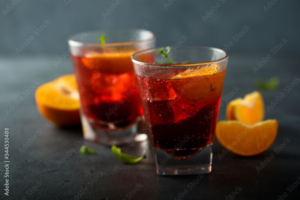 Homemade refreshing citrus cocktail served for two Homemade refreshing citrus cocktail served for two