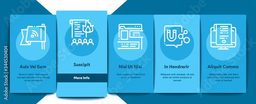 Inbound Marketing Onboarding Mobile App Page Screen Vector. Growth Roi And Seo, Attract And Crm, Email, And Social Media And Internet Marketing Color Illustrations