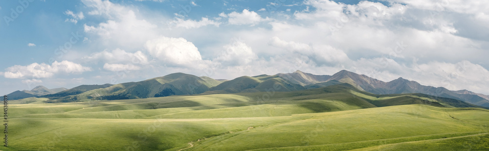 Landscape green hills Kazakhstan plateau Asa