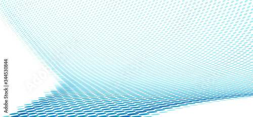 Dotted turquoise blue curved surface with halftone effect. Vector