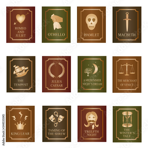William Shakespeare play books - Icon set