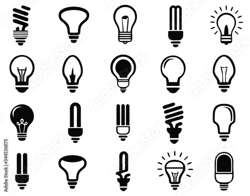 simple set Light Bulb icon vector  bulb symbol illustration  in black color and white background