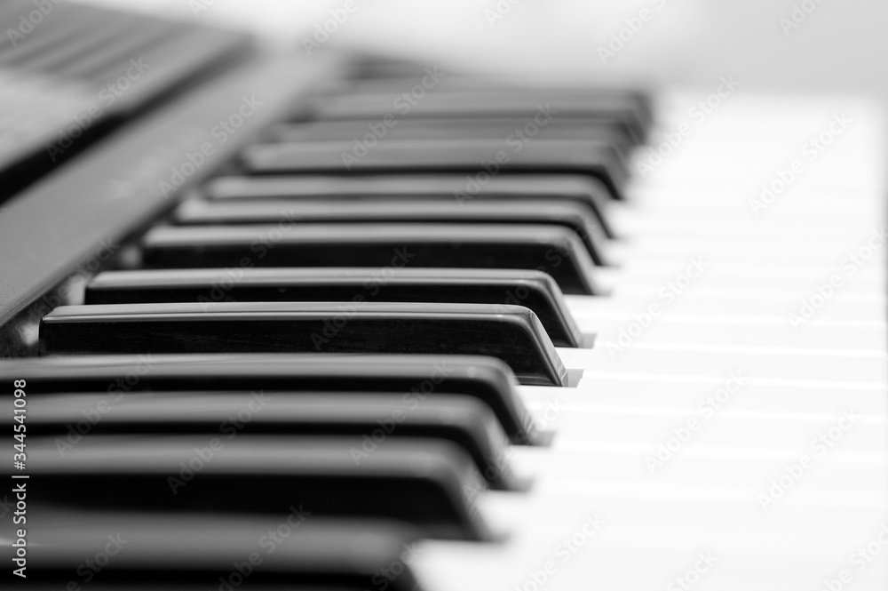 Electronic musical keyboard synthesizer close-up Electronic musical keyboard synthesizer close-up