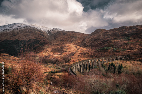 Glenfinnan Train passing by in the Highlands