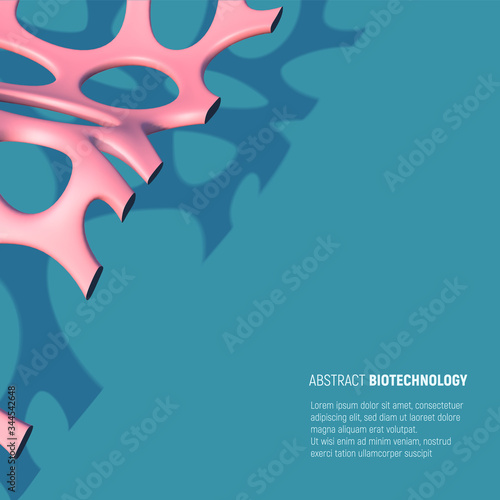 Artificial biologic fiber background with abstract pink mesh on blue backdrop