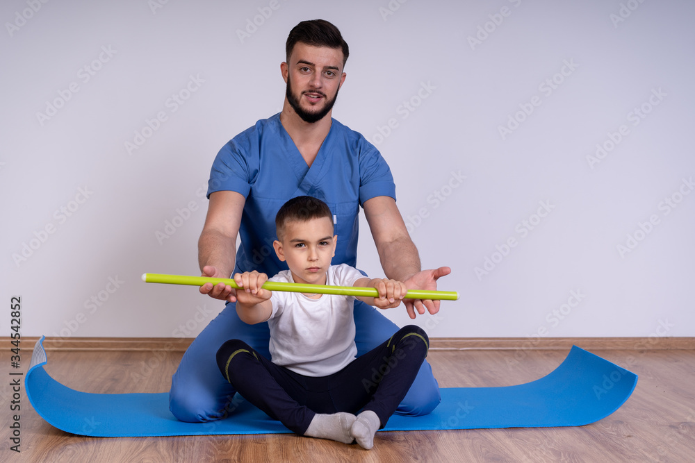 Picture of young patient during neurological physiotherapy. Cerebral palsy Picture of young patient during neurological physiotherapy. Cerebral palsy