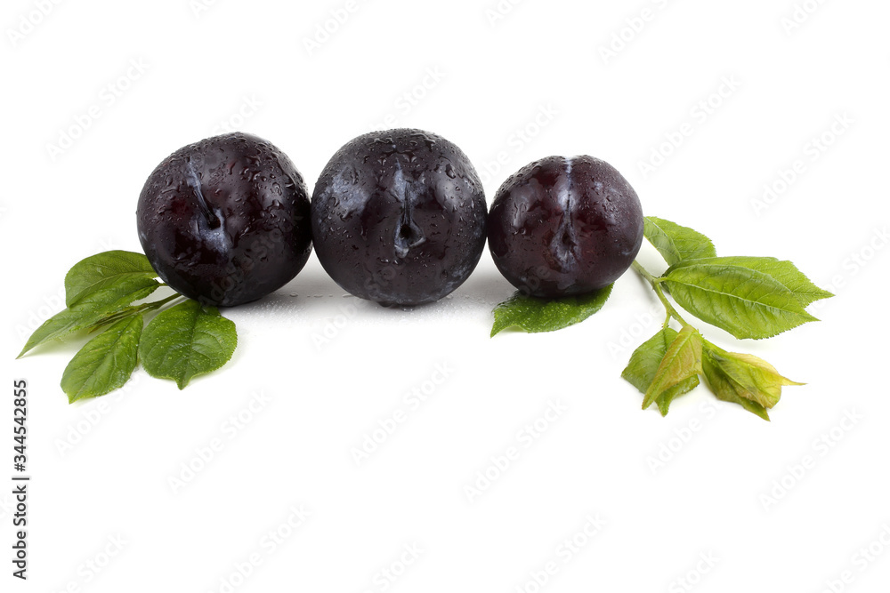 Black plums and leaves Black plums and leaves