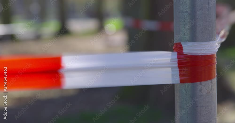 Barrier Tape - closed park facility - camera pan - ProRes Barrier Tape - closed park facility - camera pan - ProRes