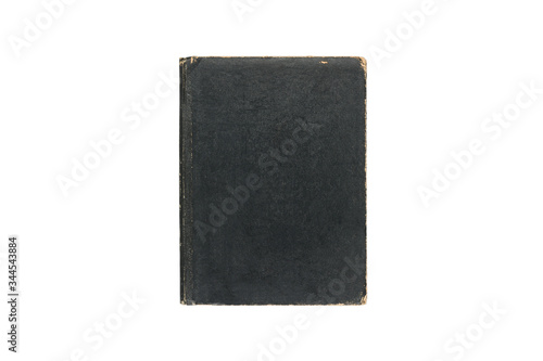 Hard cover black book on white background