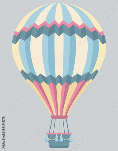 Hot air balloon. Colored aerostat in cartoon style.