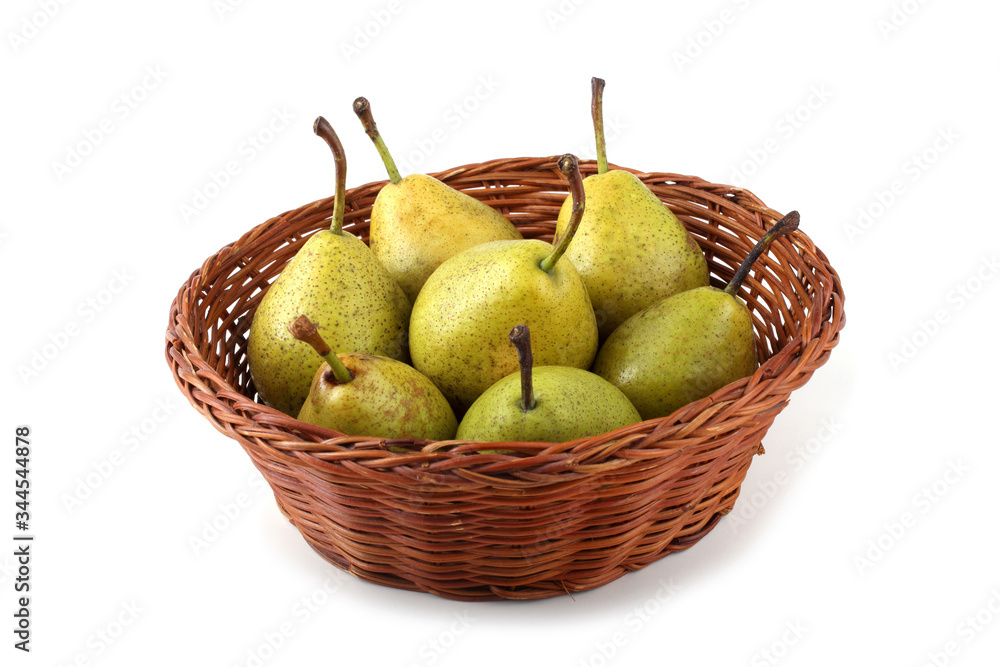 Pears on wicker plate