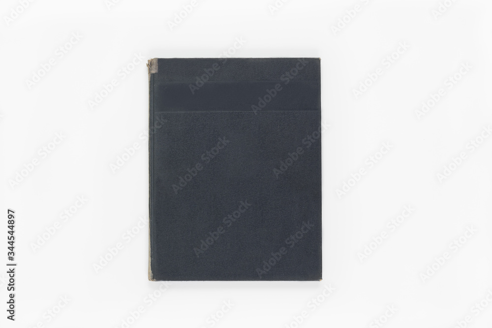 Hard cover blue book on white background