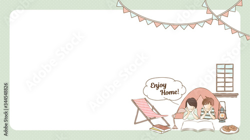 自宅で子供がキャンプするベクターイラスト2