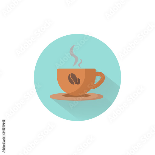 cup of coffee colorful flat icon with long shadow. coffee flat icon