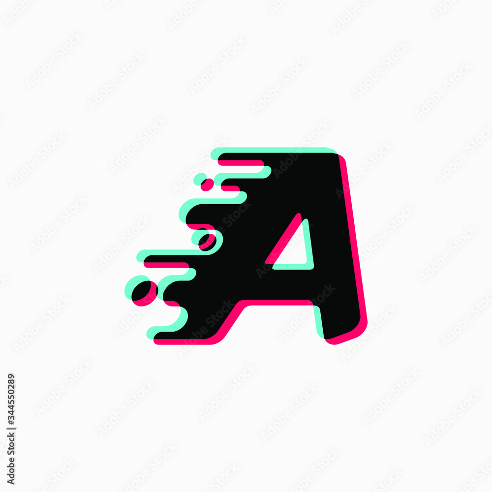 initial letter with glitch liquid effect. tiktok font. initial letter with glitch liquid effect. tiktok font.