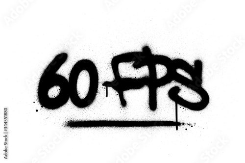 graffiti 60 FPS abbreviation sprayed in black over white