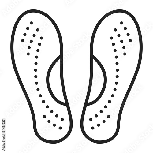 Orthopedic insoles black line icon. Orthotic arch support. Isolated vector element. Outline pictogram for web page, mobile app, promo.