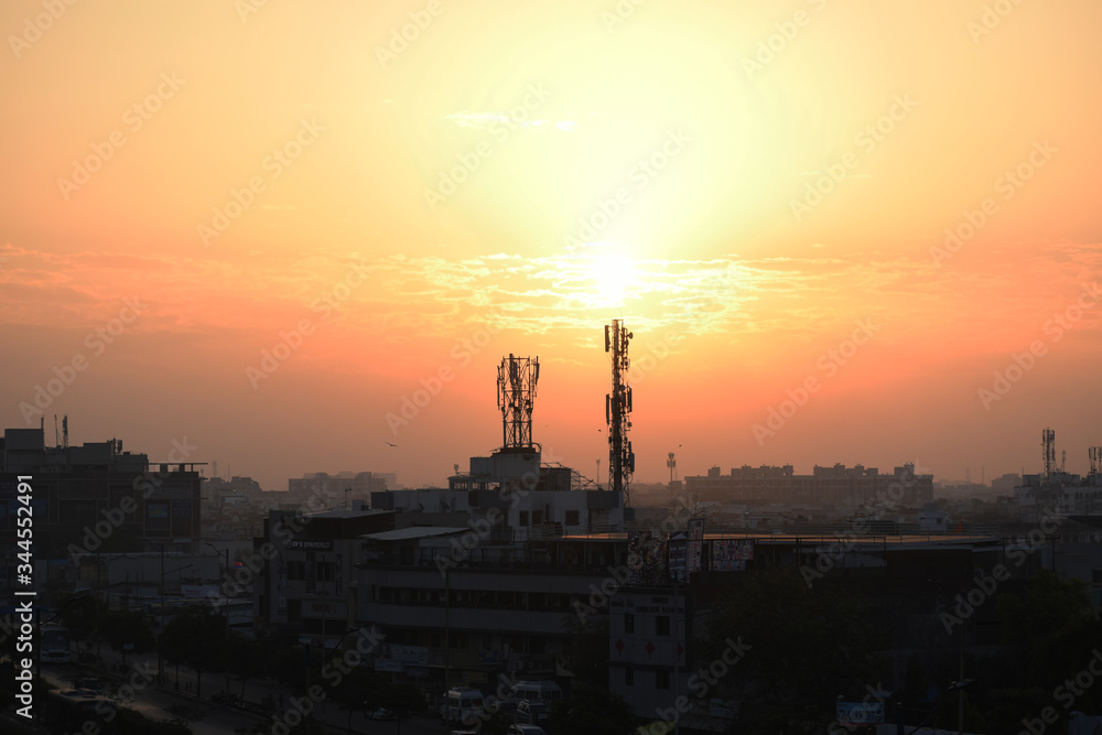 Sunrise it the city of India