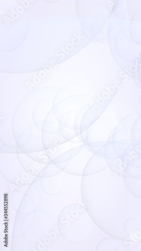 Abstract white background. Backdrop with light transparent bubbles. Vertical orientation. 3D illustration