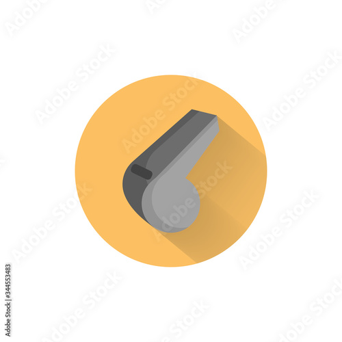 Whistle colorful flat icon with long shadow. Whistle flat icon