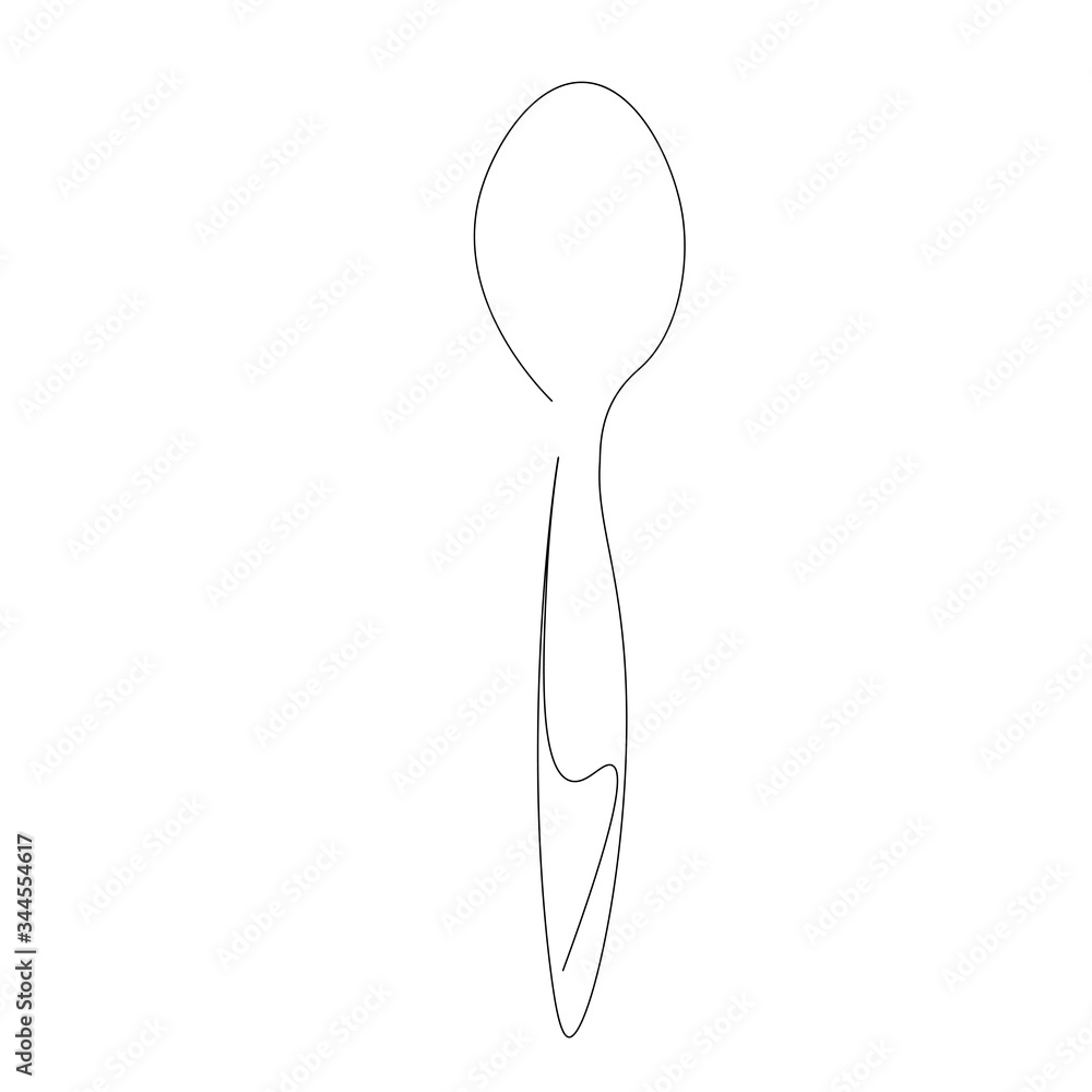 Spoon silhouette line drawing, vector illustration Spoon silhouette line drawing, vector illustration