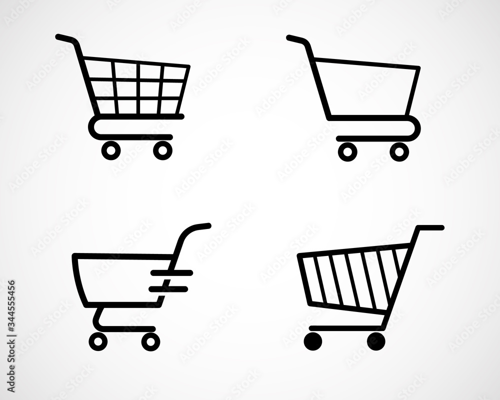Shopping cart flat designs, Set linear icon illustration for web, mobile apps.
Shopping cart flat designs, Set linear icon illustration for web, mobile apps.