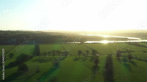 Irish countryside drone video at sunrise