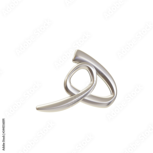 3d render of Arabic alphabet letter "Ha" made of silver material, the font is usually use in the middle east Country 