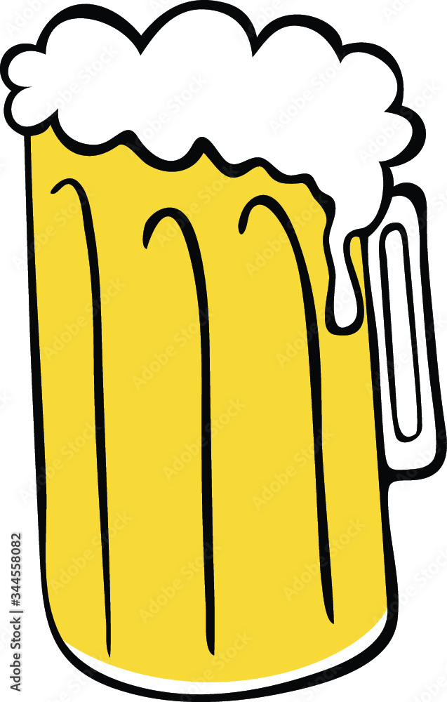 Cartoon Beer Mug with White Beer and White Foam Dripping - Vector ...