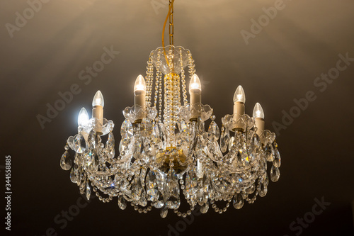 Tableau sur toile Chandelier of bohemia crystal - Prague, Czech republic