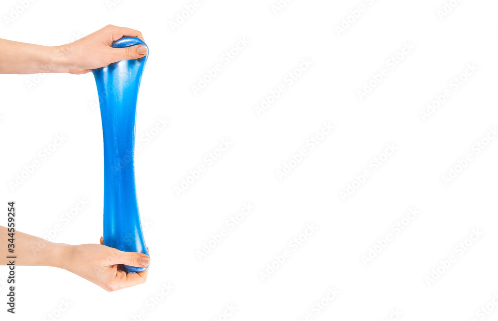 Blue slime stretchable toy for children in hands. An elastic antistress toy  for relaxation. Gum for hands. Funny Games. Slime isolated. Copy space,  place for text. Stock Photo | Adobe Stock