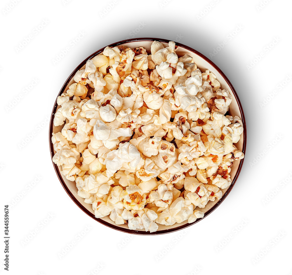 Popcorn in bowl top view Popcorn in bowl top view