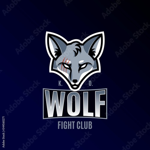 Sports logo. Wolf with a scar.