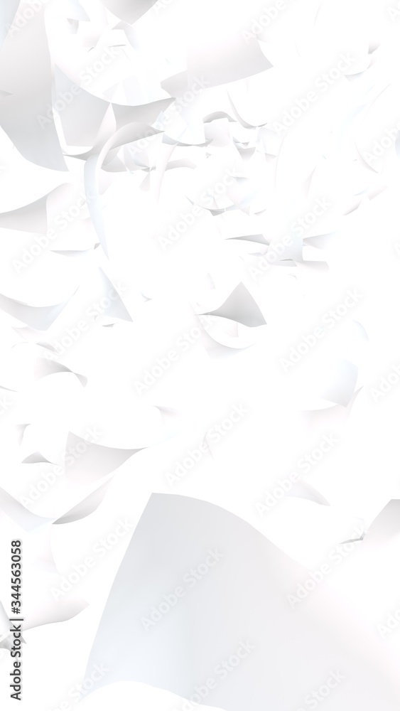 Flying sheets of paper isolated on white background. Abstract money is flying in the air. Vertical orientation. 3D illustration Flying sheets of paper isolated on white background. Abstract money is flying in the air. Vertical orientation. 3D illustration