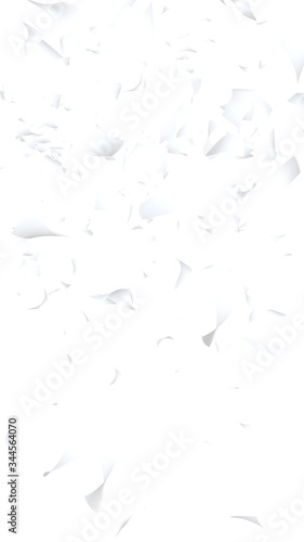 Flying sheets of paper isolated on white background. Abstract money is flying in the air. Vertical orientation. 3D illustration