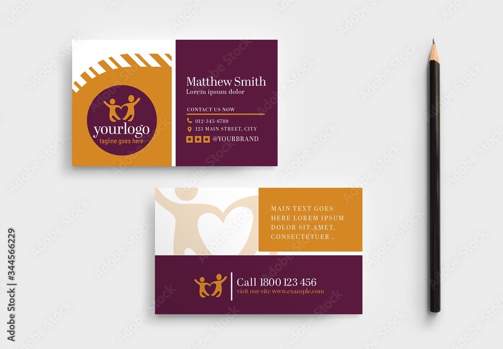 Business Card Layout for Non Profit Charity Stock Template Adobe Stock