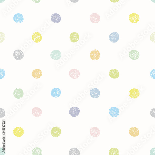 Vector geometric textured irregular pastel dot pattern with sketchy dot on white background. Simple doodle background. Surface pattern design.