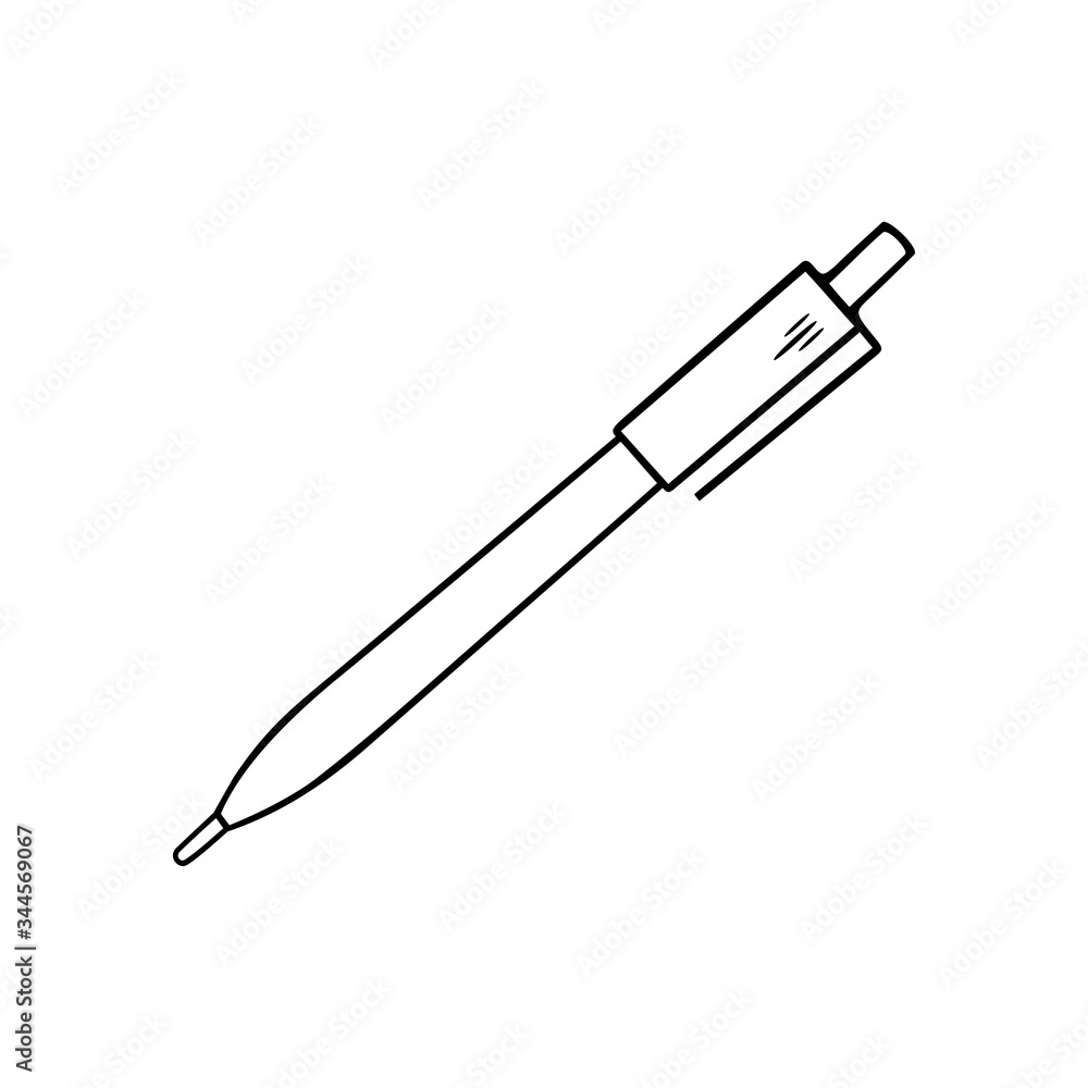 Single element of pen in doodle work at home set. Hand drawn illustration for cards, posters, stickers and professional design.