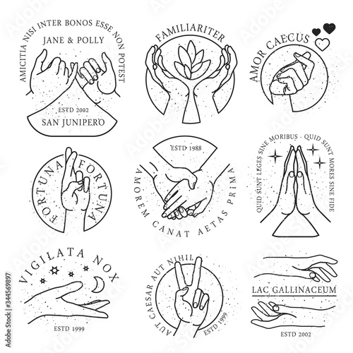 Hands Gestures Logo Icons Collection. Vector Illustration.