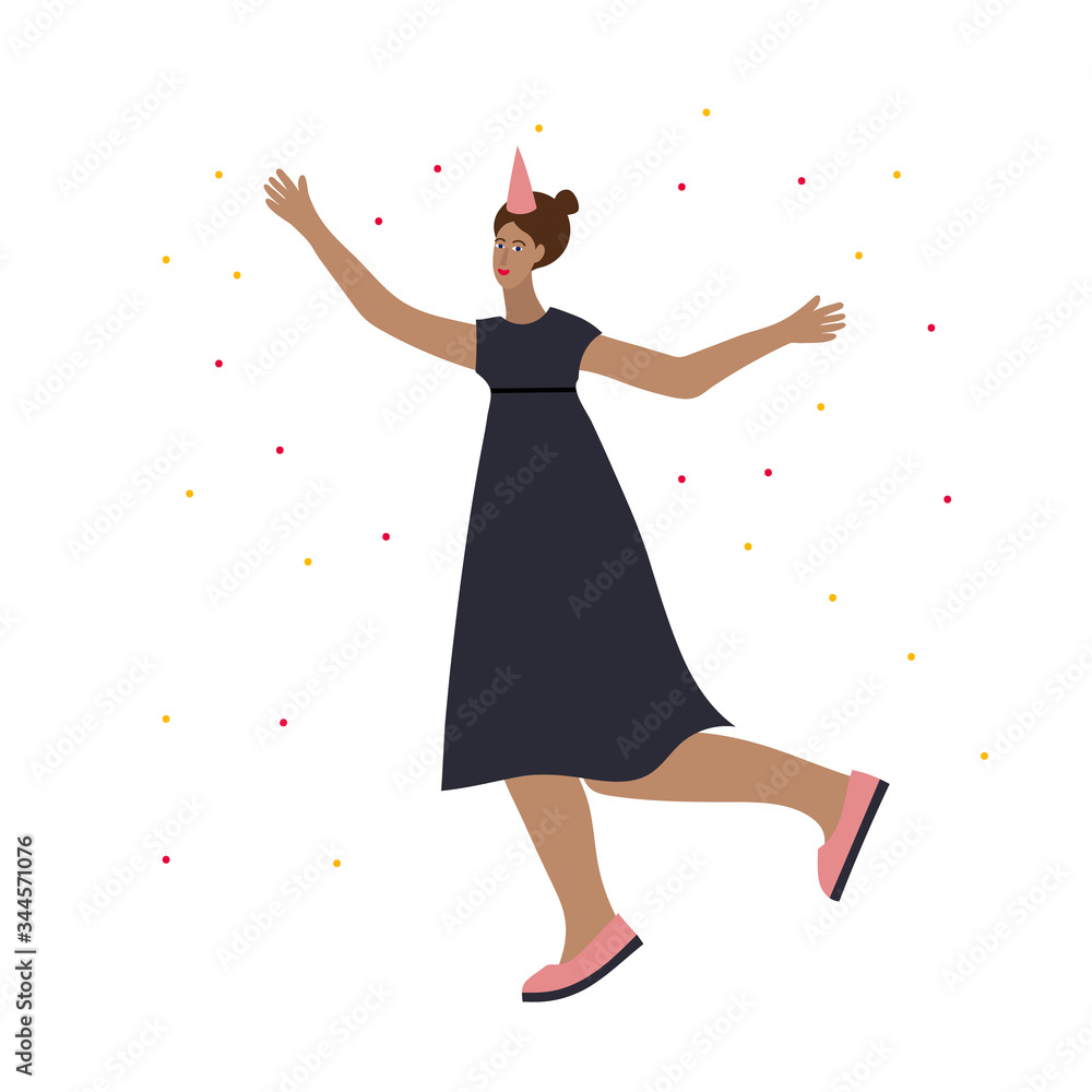Fototapeta premium Festive party celebration dance girl illustration