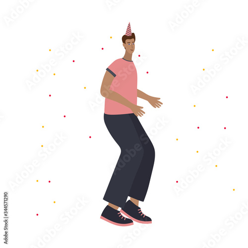 Dancing man in the party happy people illustration